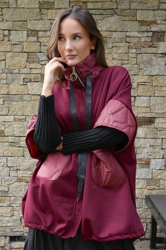 Soft Tech Jersey Puff Jacket Burgundy